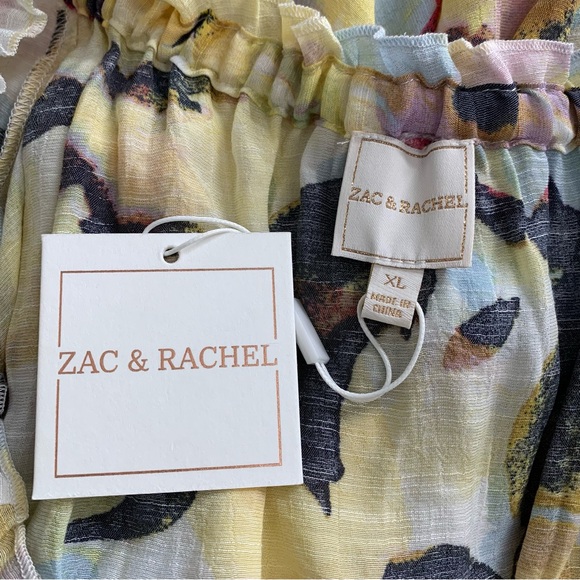 Zac & Rachel Yellow Lemon Drop Top Ruffle Sleeves Flowy Fit Size XL NWT - Picture 10 of 11